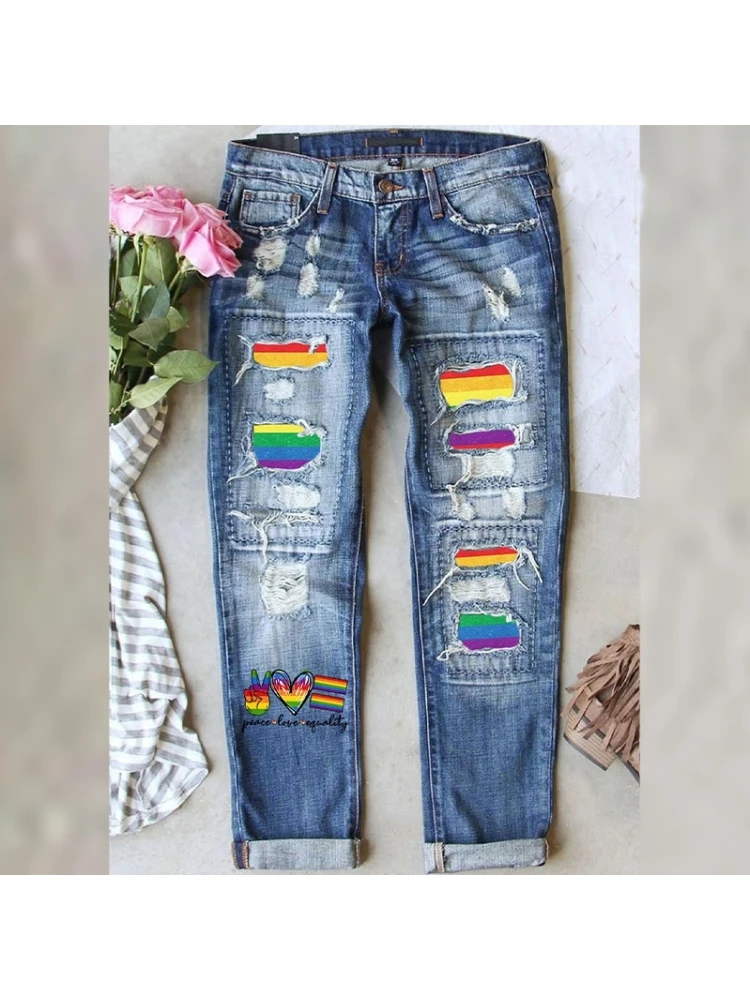 Colorblock Denim Mid-rise Straight Jeans