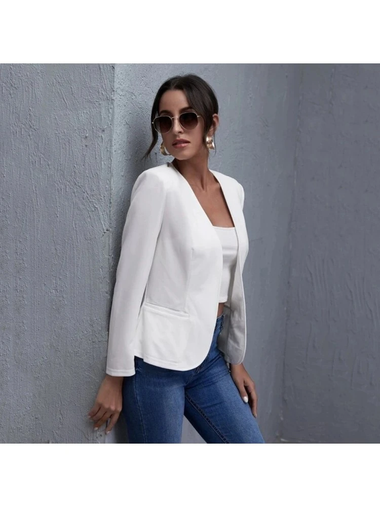 Patchwork Solid Color Cozy Blazers - Image 3