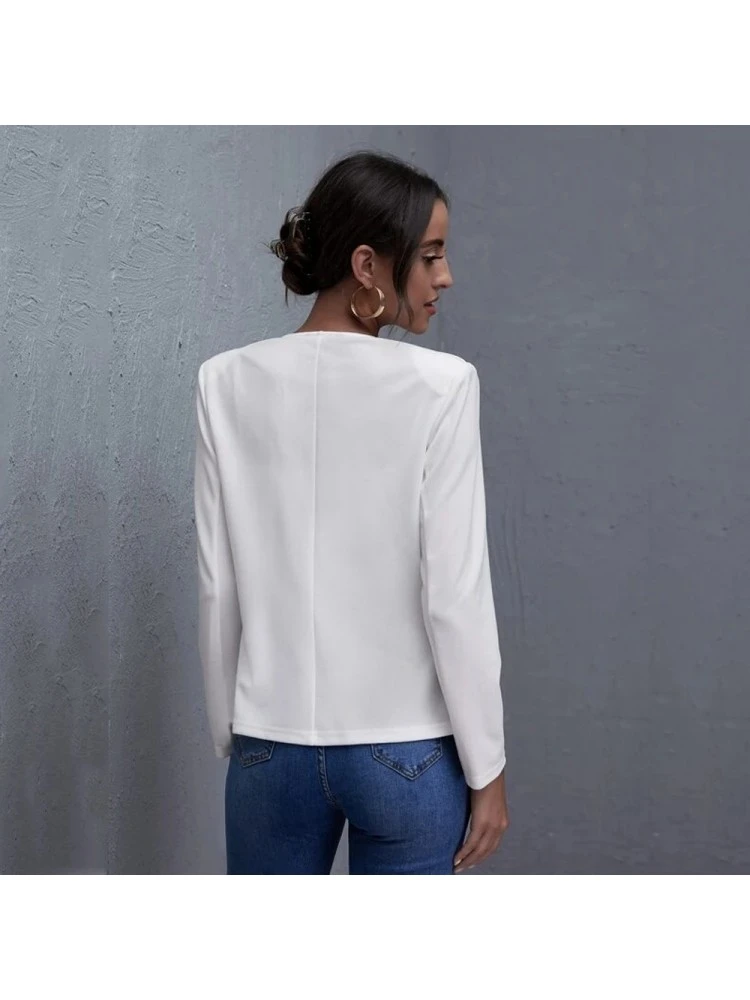 Patchwork Solid Color Cozy Blazers - Image 4