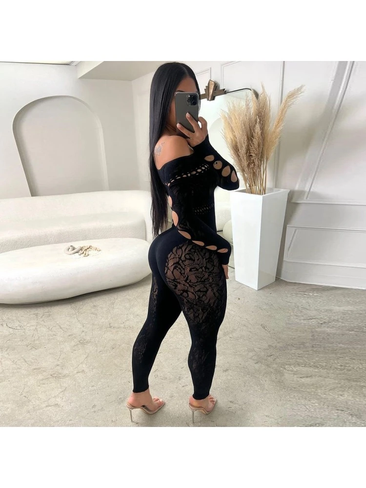 Hollow Out Knitting Slim Jumpsuits