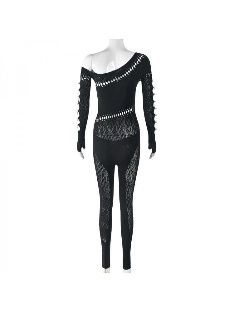 Hollow Out Knitting Slim Jumpsuits - Image 4