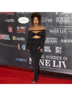 Off Shoulder Hollow Out Long Sleeve Maxi Dress