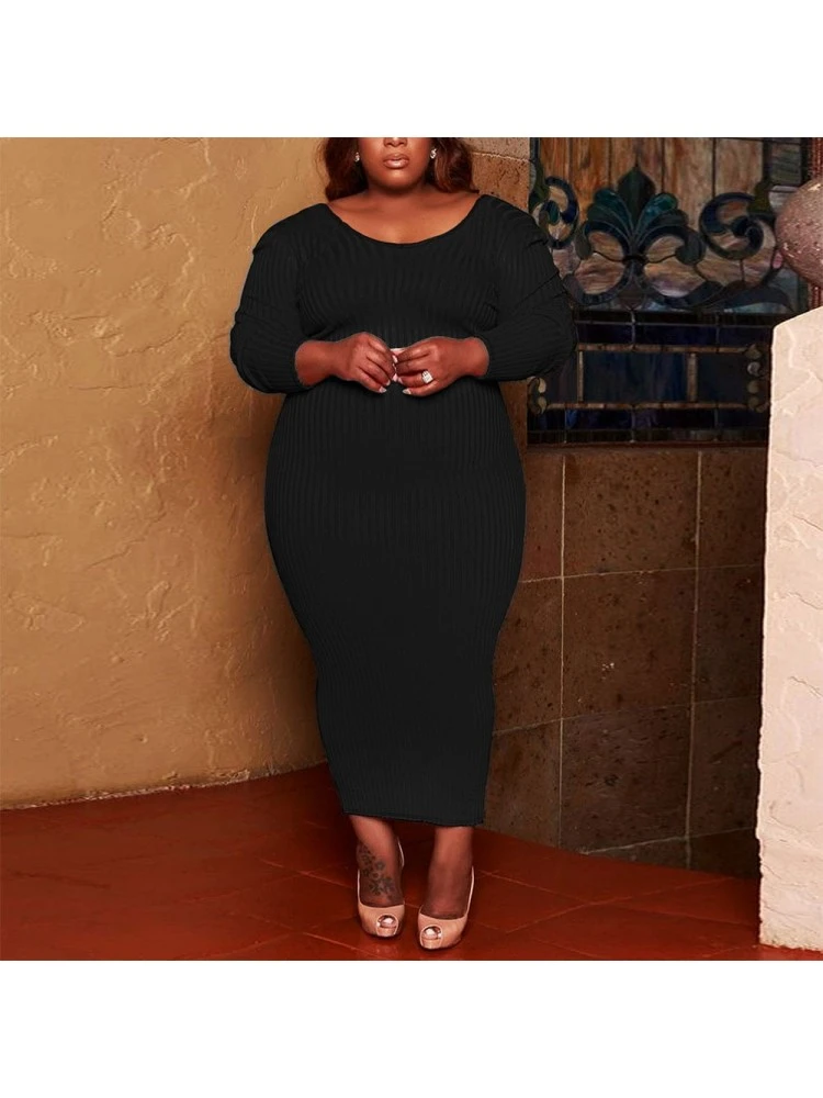 Solid Color Rib High Rise Maxi Dress