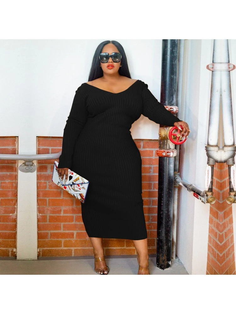 Solid Color Rib High Rise Maxi Dress - Image 3