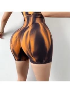 Aurora Striped High Rise Slim Yoga Shorts Bra