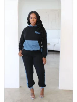 Patchwork Colorblock Cozy Trouser Sets