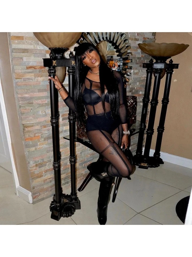 Lace See Through Hollow Out Jumpsuit - Image 2