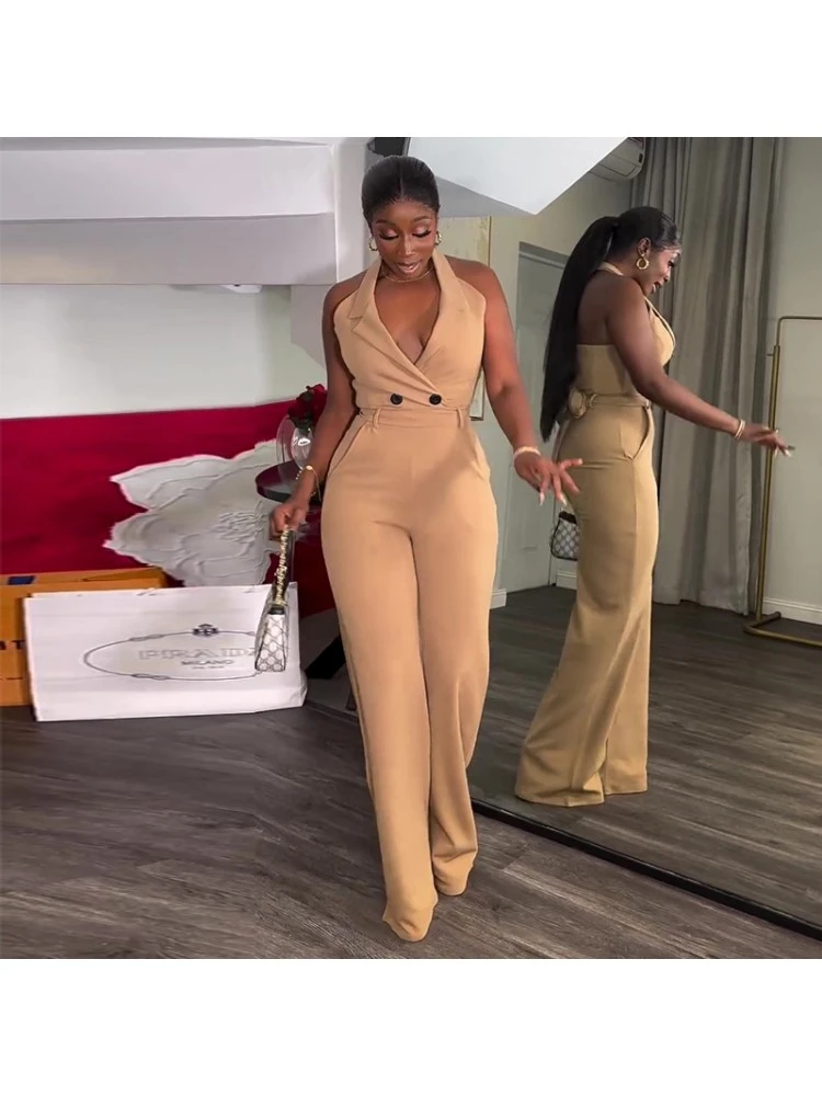 Halter High Rise Low-cut Jumpsuit - Image 2