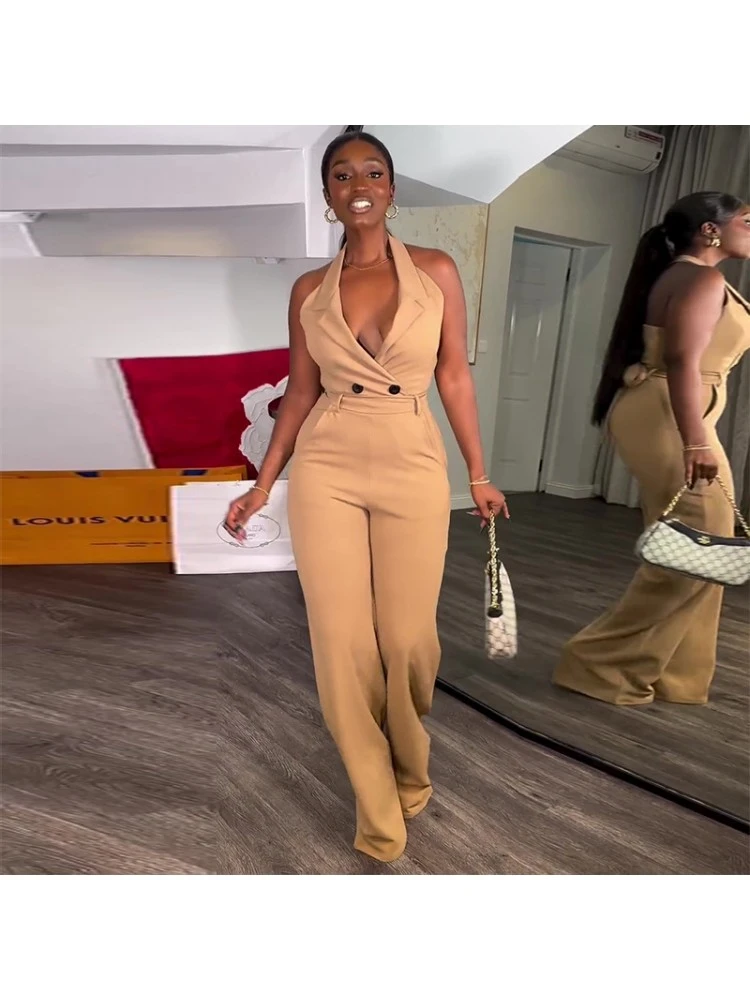 Halter High Rise Low-cut Jumpsuit - Image 3