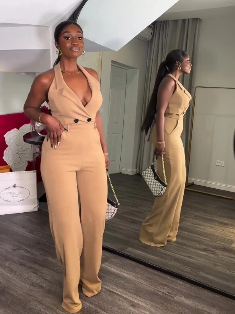 Halter High Rise Low-cut Jumpsuit - Image 6