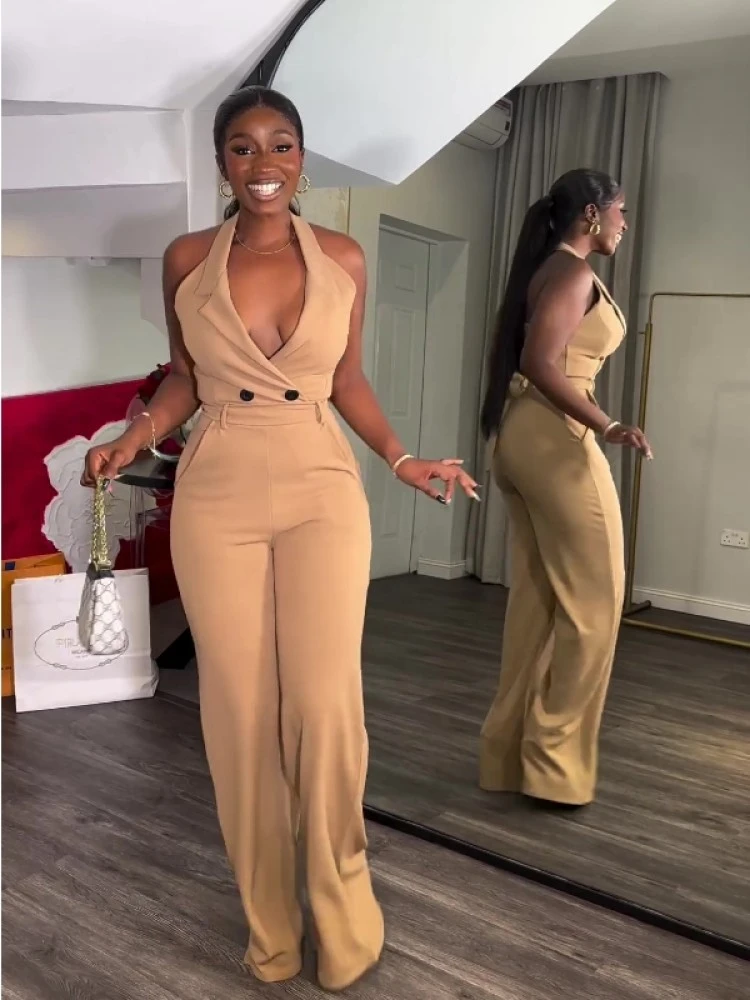 Halter High Rise Low-cut Jumpsuit - Image 7