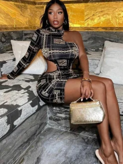 Chain High Rise Slim Dress