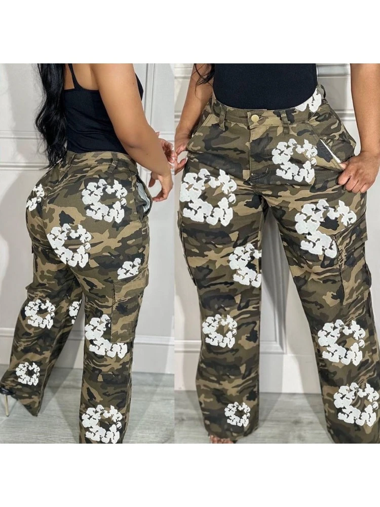 Camouflage Mid-rise Cargo Pants - Image 2