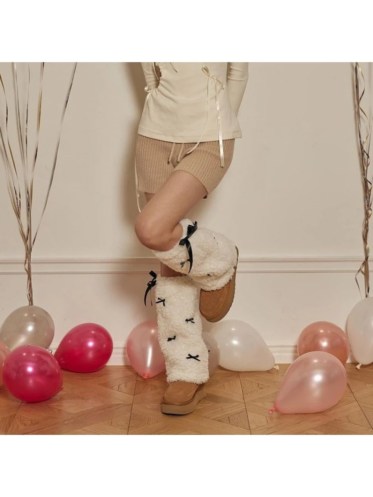 Fluff Bow Lace-Up Socks - Image 2