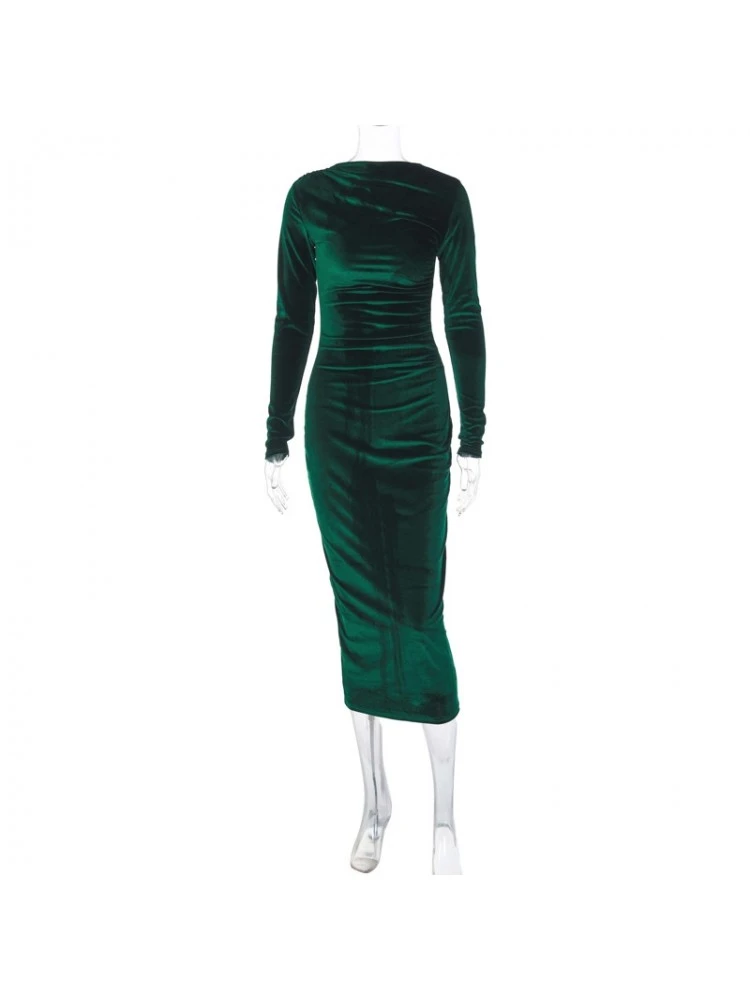 Ruched Mid-rise Slim Long Sleeves Dress - Image 2