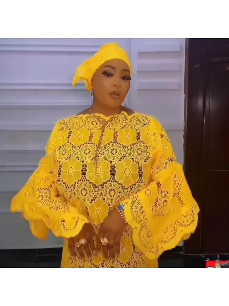 Bateau Neckline Trumpet Sleeve Lace Sequin Dress - Image 2