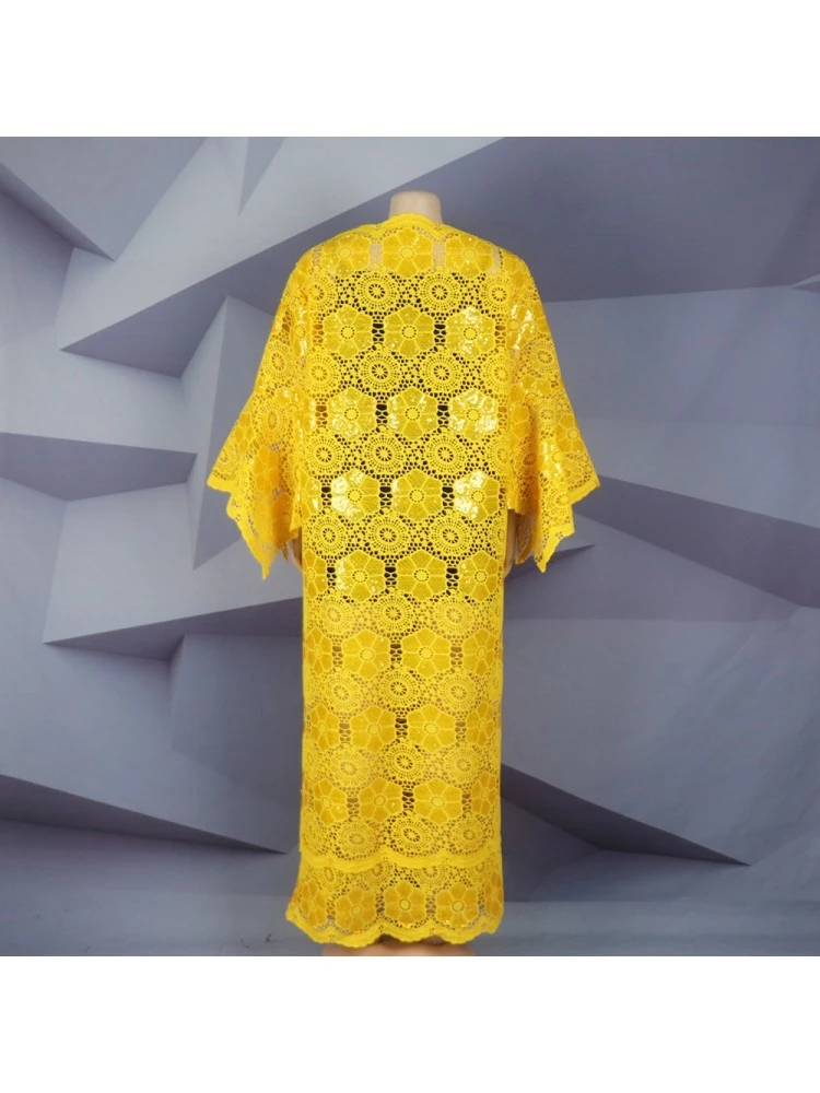 Bateau Neckline Trumpet Sleeve Lace Sequin Dress - Image 4