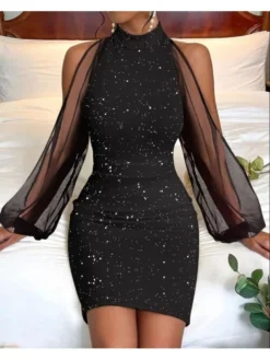 See Through Off Shoulder Bodycon Dress