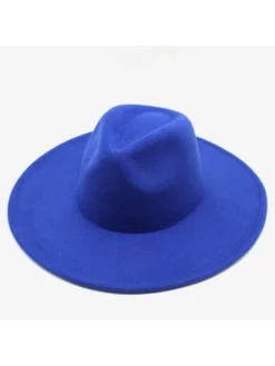 Solid Tweed Wide Brim Fedora Hat