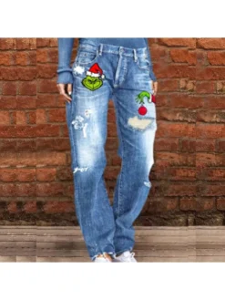Applique Patchwork Mid-rise Jeans