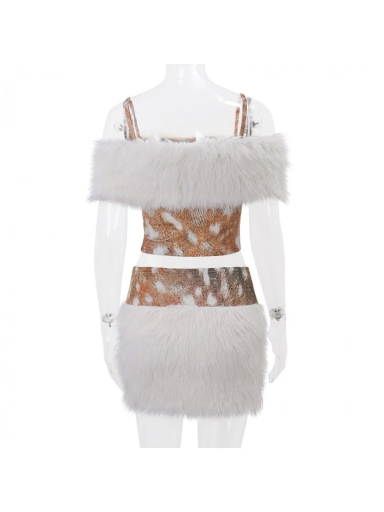 Patchwork Fluff Leisure Skirt Sets - Image 6