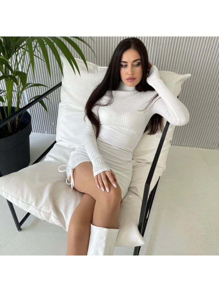 Patchwork Lace Up Mid-rise Dress - Image 2