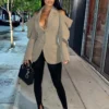 Irregular Cut Outs Chain Buckle Blazers