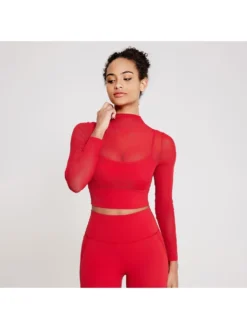 Pullover Turtleneck Sporty Fake Two Pieces Yoga Top