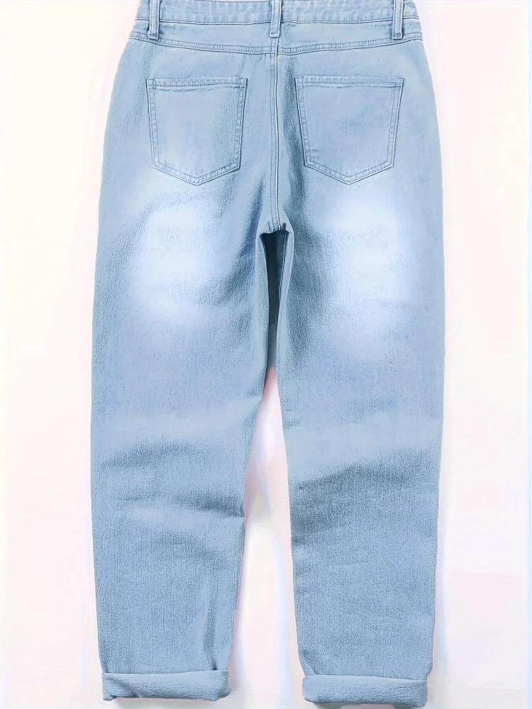 Leopard Patchwork One Button Jeans - Image 3