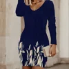 Print Long Sleeve A-line Long Sleeve Dresses