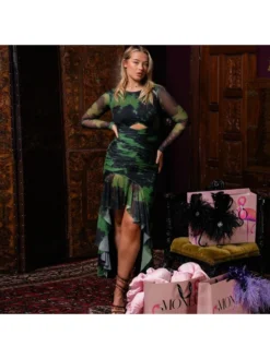 Ruched Cutout Bodycon Irregular Maxi Dress