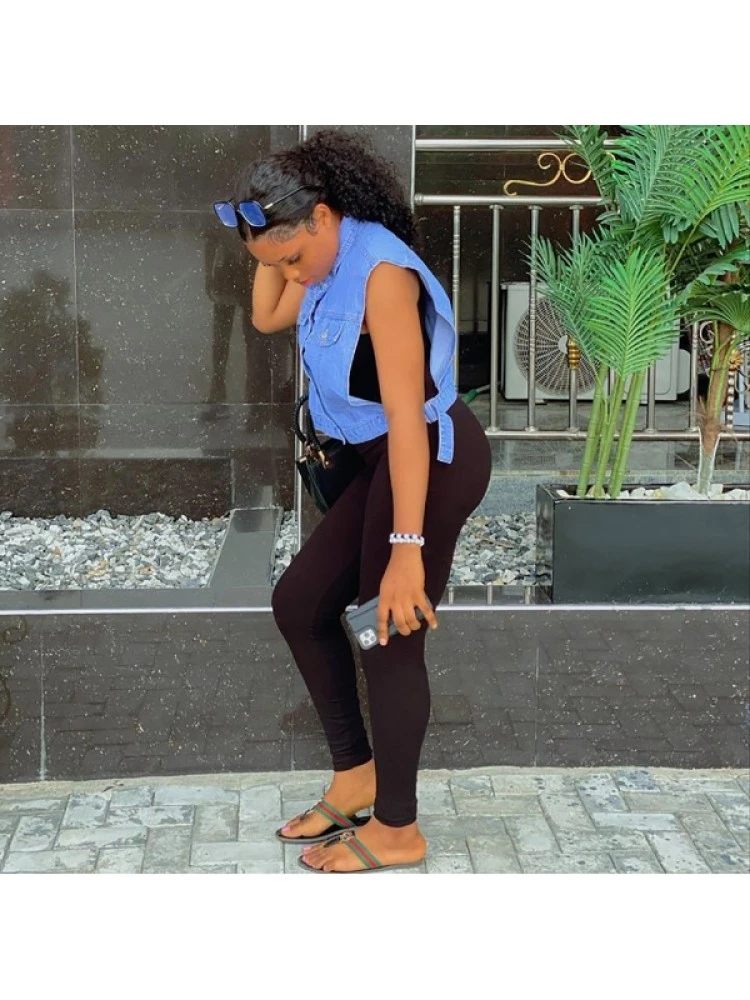 Lace Up Denim Cargo Tanks Coats - Image 5