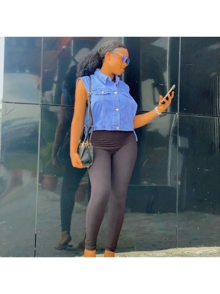 Lace Up Denim Cargo Tanks Coats - Image 7