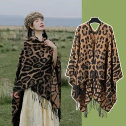 Leopard Fringe Retro Shawl