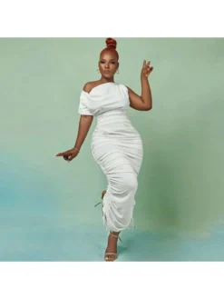 Ruched Patchwork Bodycon Maxi Dress