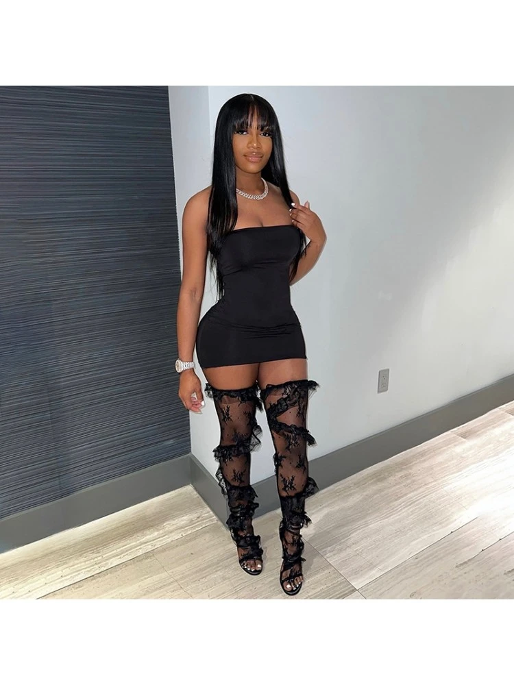 See Through Lace Knee Stockings