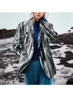 Patchwork Graffiti Print Loose Blazers