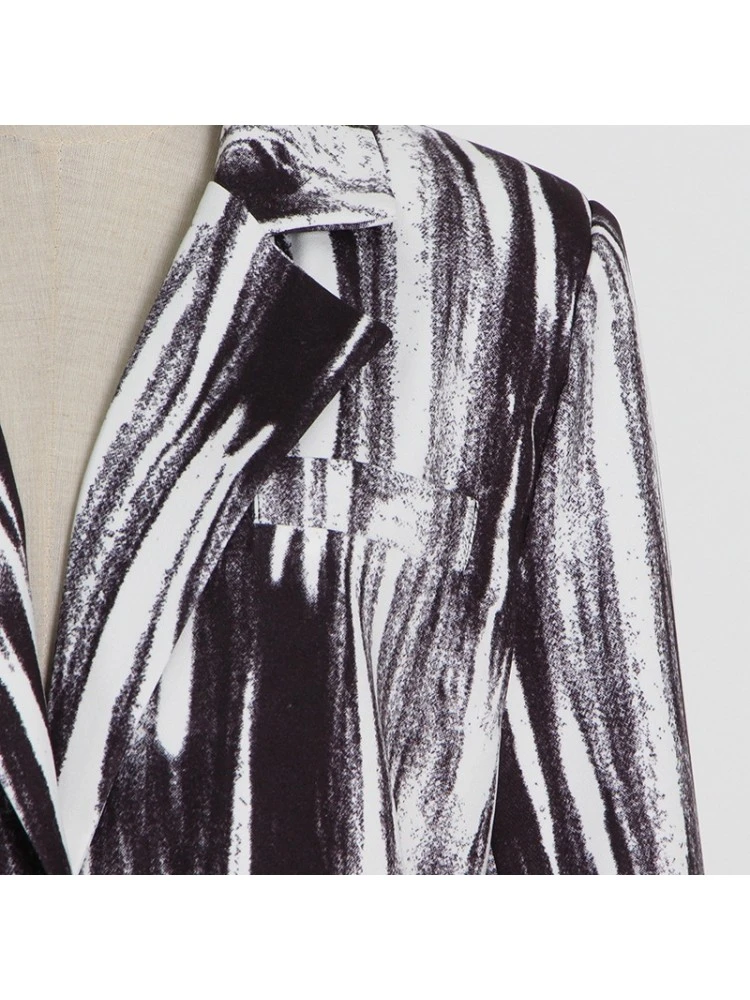 Patchwork Graffiti Print Loose Blazers - Image 5