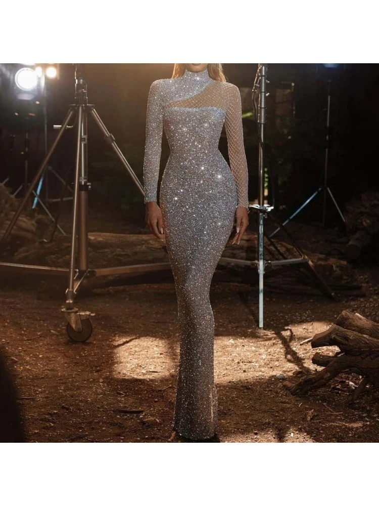 Patchwork High Rise Skinny Long Sleeve Dresses - Image 2