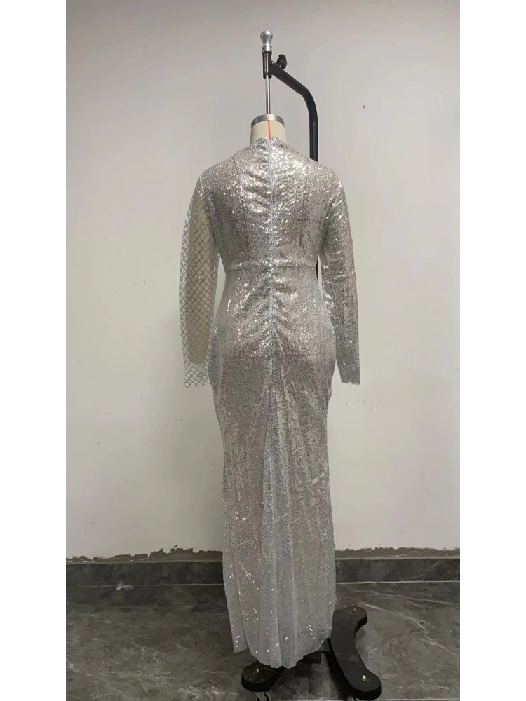 Patchwork High Rise Skinny Long Sleeve Dresses - Image 4