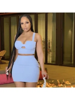 Cropped Tanks Fitted Pocket Skirt Sets