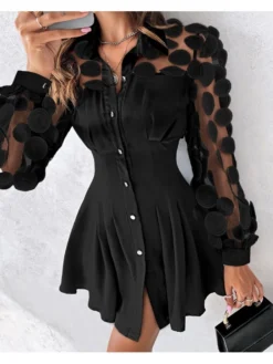 Patchwork Cotton Skinny Long Sleeve Dresses