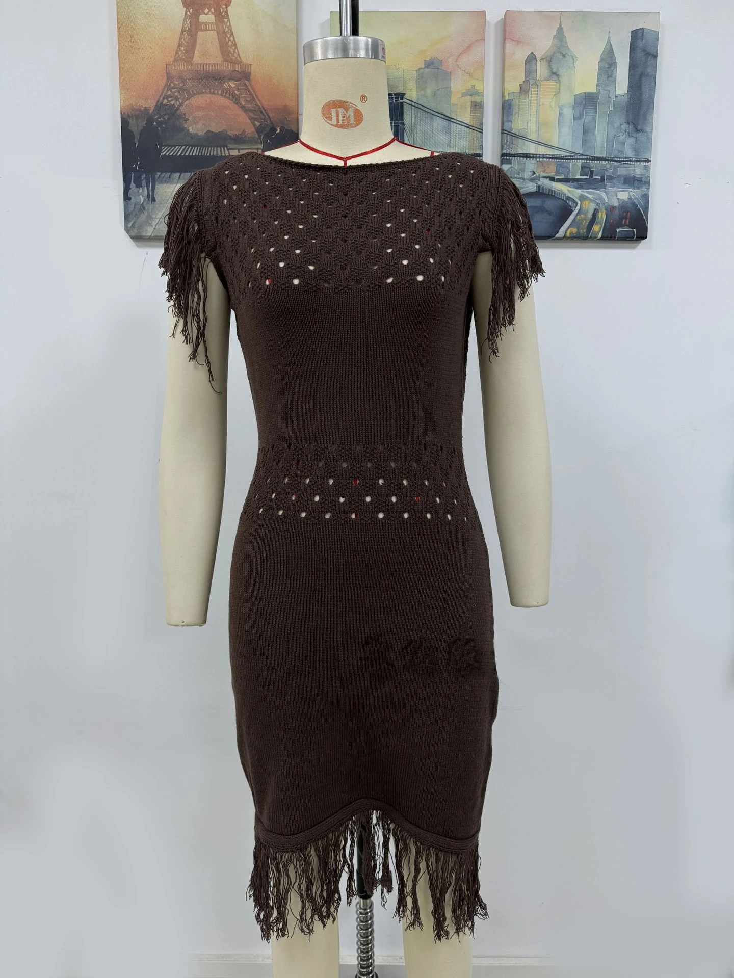 Fringe Patchwork Knitting Dresses - Image 7