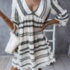 Striped Mid-rise Loose Long Sleeves Dress