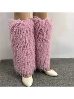 Solid Color Fluff Stacked Leg Warmer