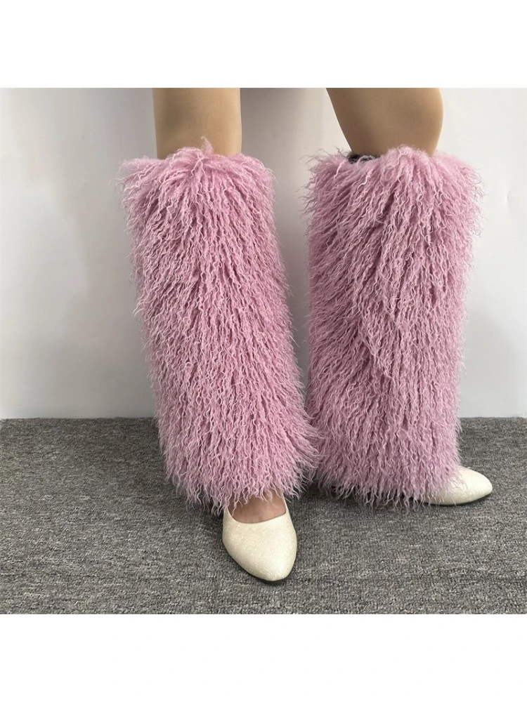 Solid Color Fluff Stacked Leg Warmer - Image 2