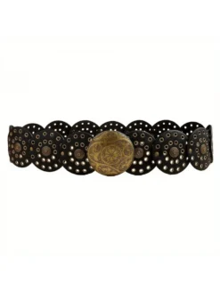 Hollow Out Metal Decor Faux Leather Belt