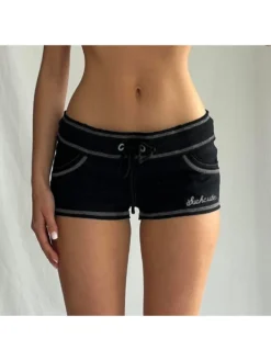 Drawstring Letter Low Rise Shorts