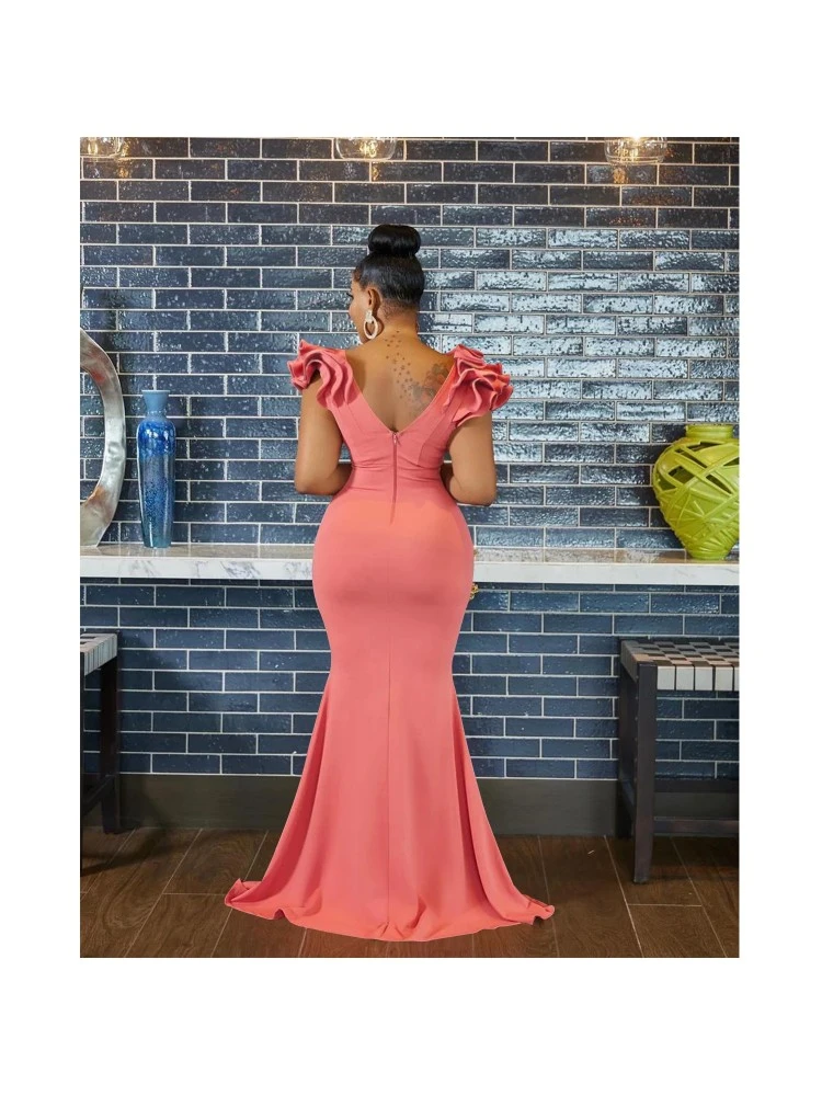 Patchwork Ruffle Mid-rise Sleeveless Dresses - Image 2