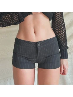 Striped Low Rise Skinny Shorts